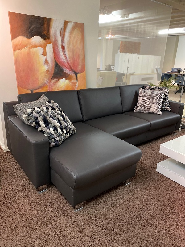 Bank met chaise lounge leer antraciet van € 3.623,00 voor € 1.795,00